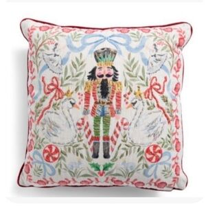 Festive Nutcracker Embroidered Pillow